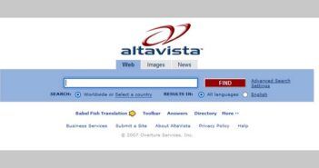 Die Startseite von AltaVista im Jahr 2007. (Foto: Screenshot, Memento vom 13. Juli 2007 von archive.com)